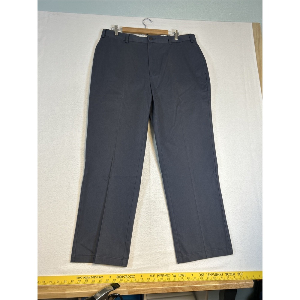 Orvis Dress Pants Mens 36x30 Gray Chino Pleated Front Cotton Straight Leg Office